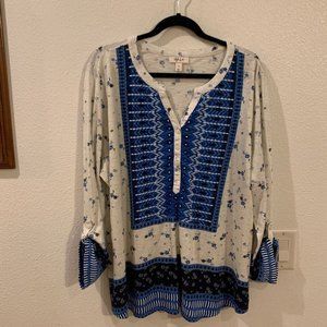 Style&Co 1X Floral SplitNeck Top New Tag